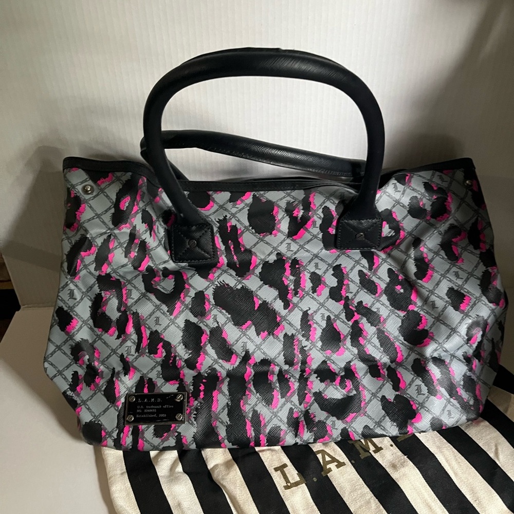 L.A.M.B. Leopard Print Leather tote